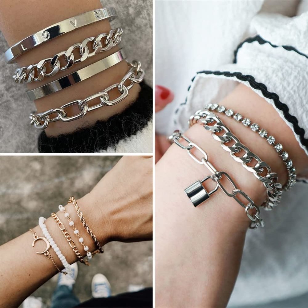 New 36 PCS Silver Plated Jewelry Set with 3 PCS Necklace, 12 PCS Bracelet, 7 PCS - Picture 4 of 7